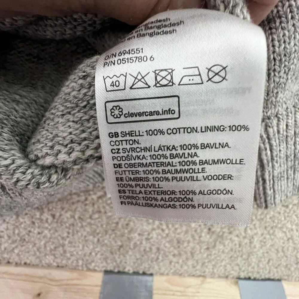 Label Of Graded Goods Gray 1/4 Button Sweater Small Long Sleeve H&M Hooded‎